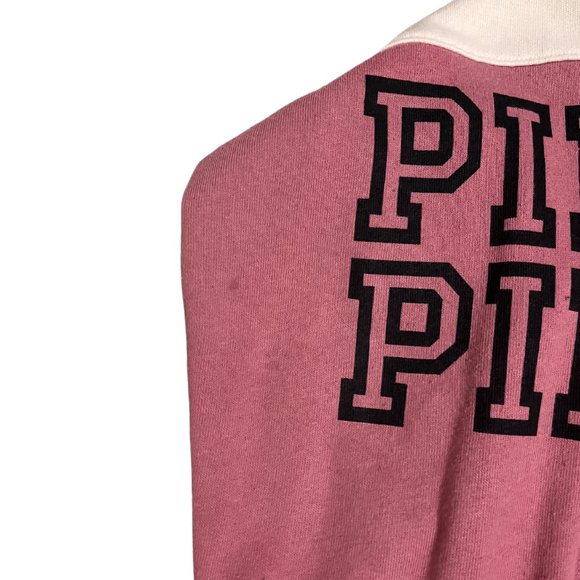 PINK Victoria's Secret Begonia Gray Gray Colorblock Cross Neck Pullover Hoodie - Picture 3 of 3